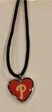 Load image into Gallery viewer, Phillies Two Sided Red Heart Necklace