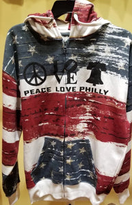 Peace Love Philly - Patriotic Stripe Zip Hoodie
