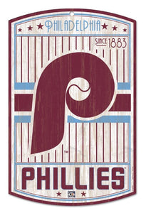 Phillies 11" x 17" Wooden Retro Sign