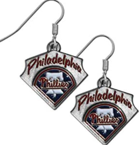 Phillies Pewter Diamond Earrings