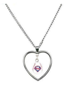 Phillies Heart & Baseball Necklace