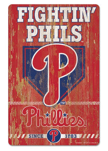 Phillies 11" x 17" Wooden Slogan Sign