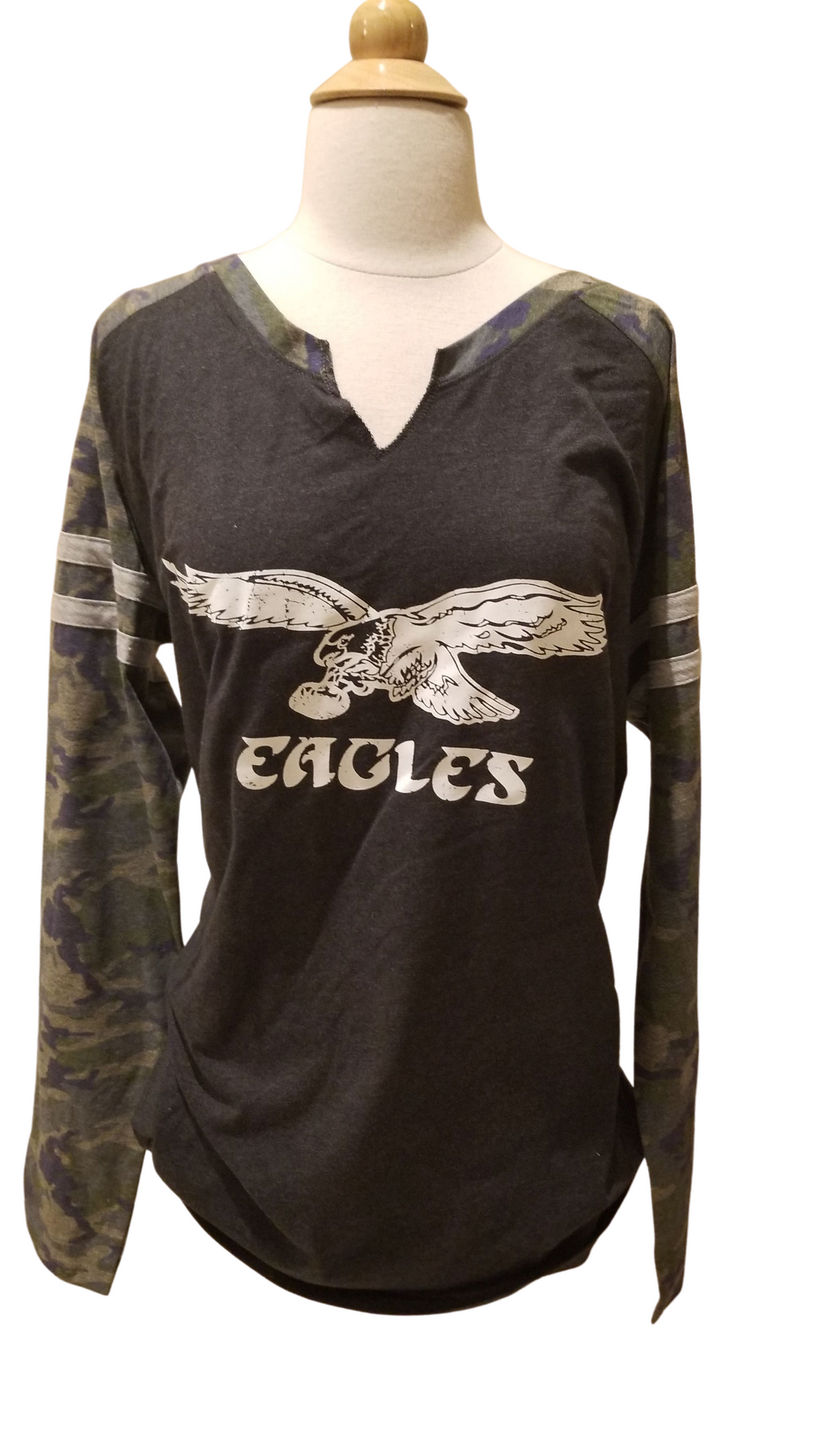 Vintage Eagle Ladies V-Notch Camo Long Sleeve